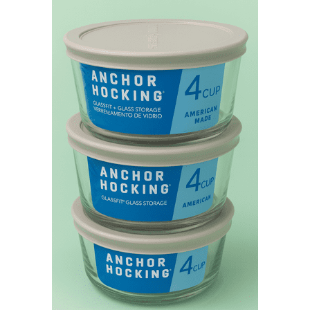 Anchor Hocking SnugFit Grey Tempered Glass Storage Set 3 Count