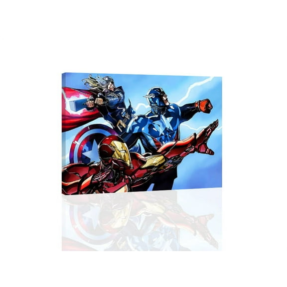 Captain America Iron Man Lightning Marvel Comics - CANVAS OR PRINT WALL ART
