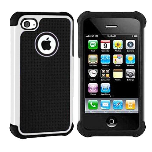 Importer520 Hybrid Armor Silicone + Hard Case Cover for Apple iPhone 4