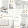 thumbnail image 4 of Hall Tree with Bench & Shoe Storage, 3-in-1 Entryway Organizer with 2 Drawers, Open Shelves & DIY Pegboard, Removable Linen Cushion & Coat Rack for Hallway, Living Room,White, 4 of 9