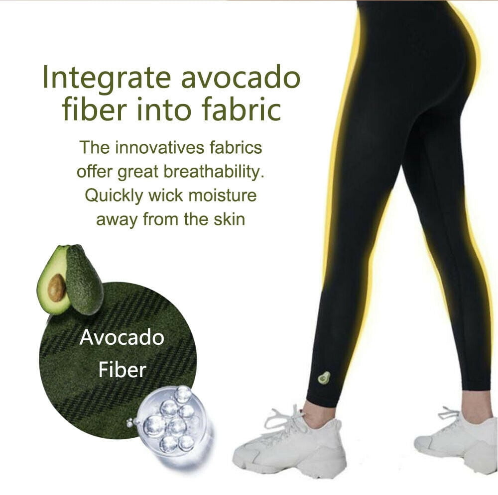 Women Yoga Pants Tummy Control Legging 4 Way Stretch Mid Rise Onesize for Workout with Avocado Caring Your Skin