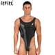thumbnail image 2 of Body sexy de charol sin entrepierna y corte alto para hombre, mono de una pieza con efecto mojado, sin espalda, sin mangas, ropa de club, 2 of 5