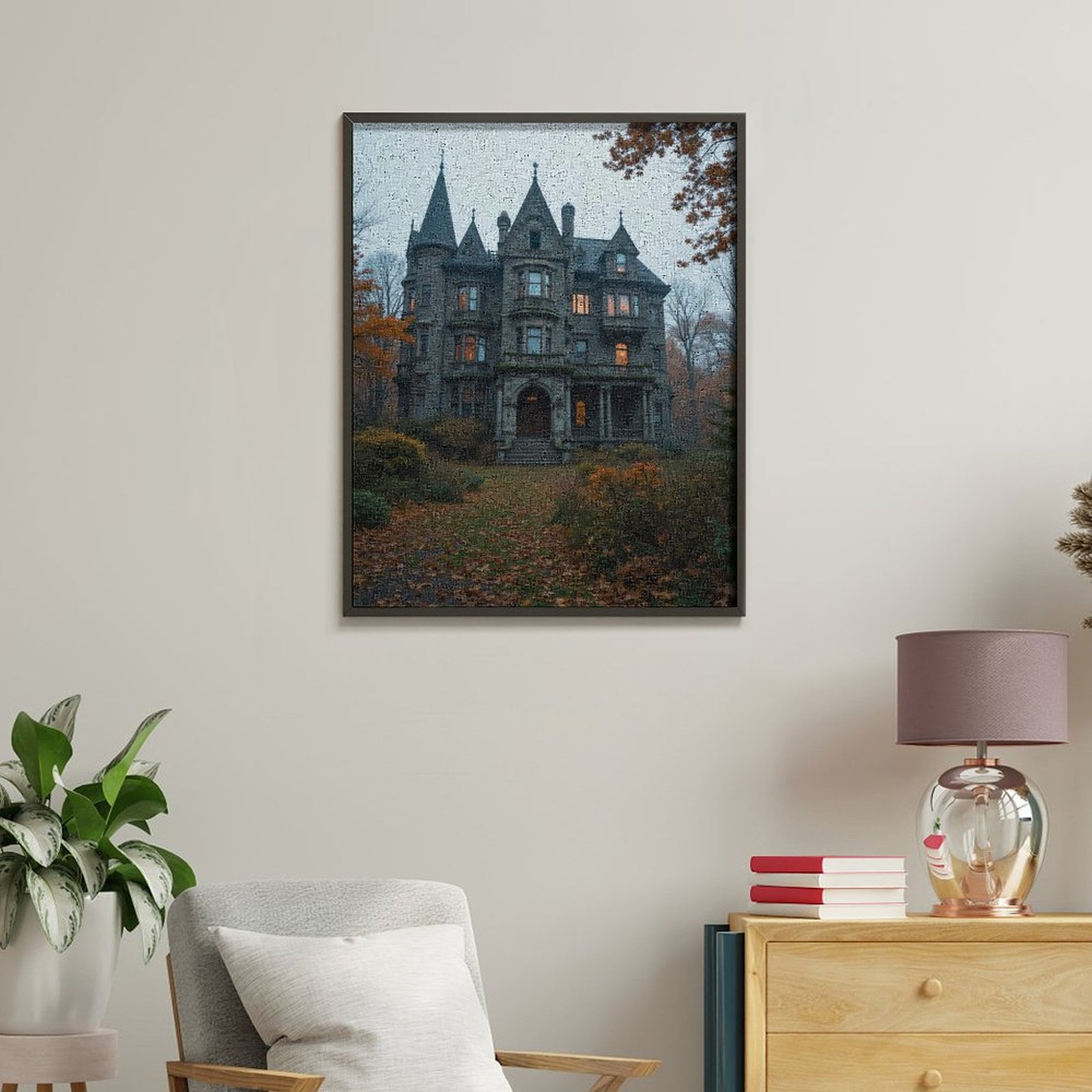 Paint By Numbers Kit for Adults Beginner - DIY Gothic Mansion Autumn Canvas Painting Kits for Adults, Frameless Paint By Number for Adults for Home Wall Decor 16x20 Inch
