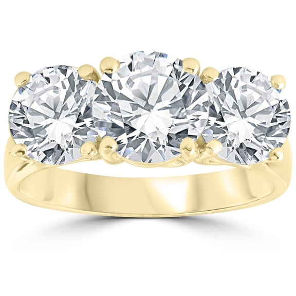 Pompeii Certified 5Ct Three Stone Diamond Engagement Anniversary Ring 14k Gold Lab Grown