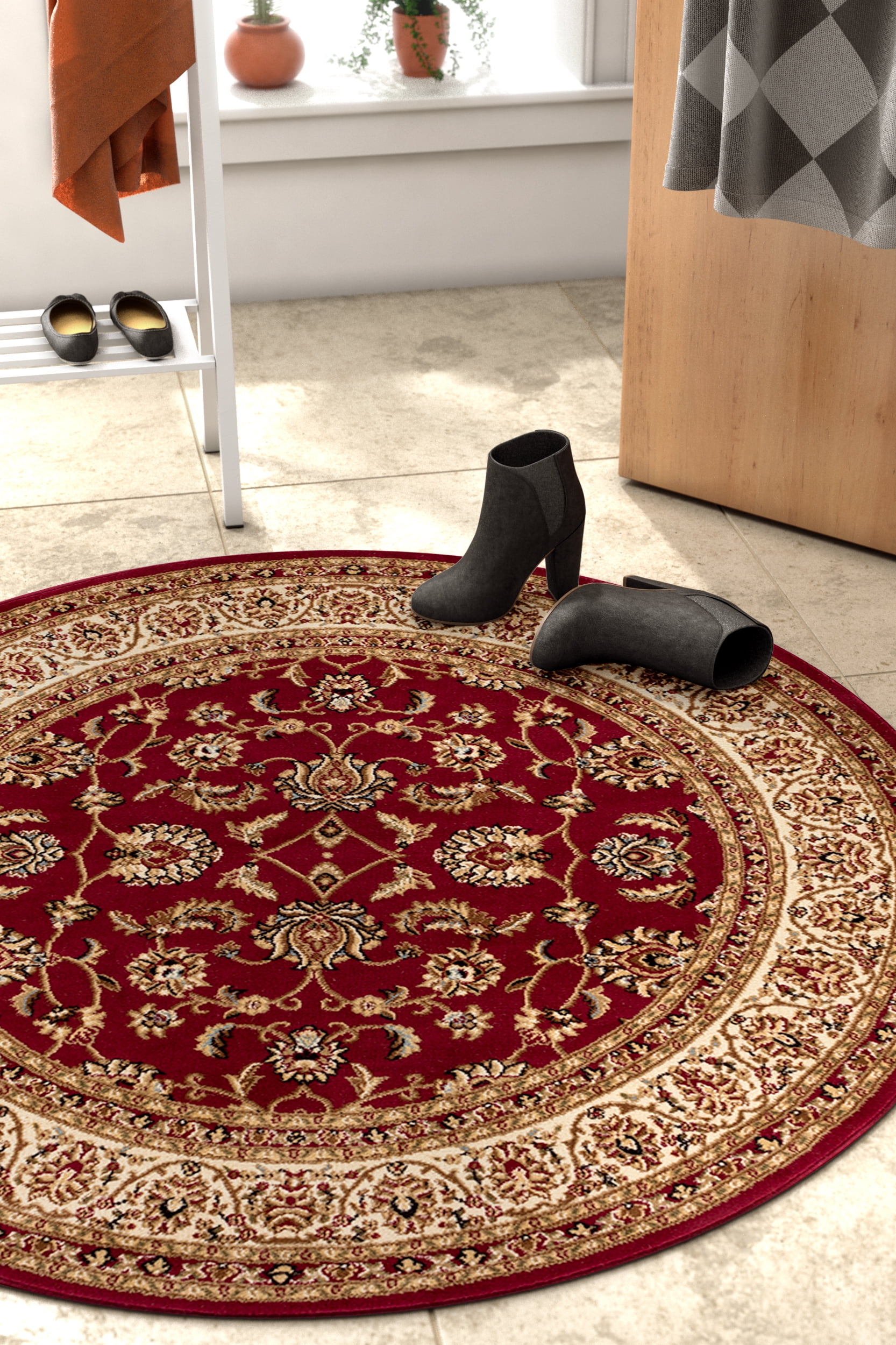 Well Woven Barclay Sarouk Traditional Oriental Panel Red 7'10" Round Rug