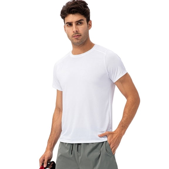Men Quick Dry Breathable Round Neck T-Shirt Summer Fitness Running Sports Tops