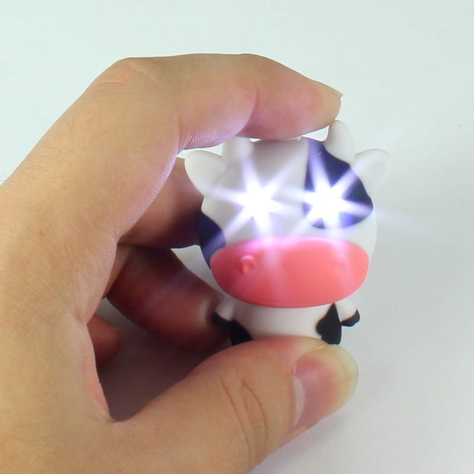 Glowing Cow Pendant Keychain with Bell, Super Mini Ring, Plastic, Fun Accessory for Bags and Keys