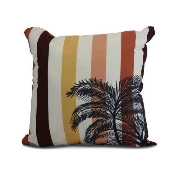 Simply Daisy, 18 x 18 Inch, Thin Stripe Palm, Stripe Print Pillow, Gold
