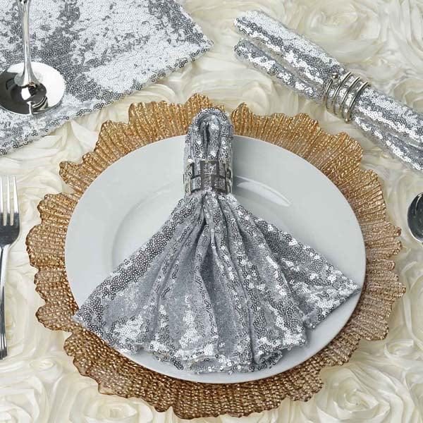 Efavormart Pack of 5 Premium 20&quot; x 20&quot; Washable Sequin Napkins Great for Wedding Party Restaurant Dinner Parties And More