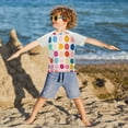 thumbnail image 3 of FORMRS Boys Rash Guard Short Sleeves Swim Shirt Quick Dry UPF 50+ Sun Protection, Sizes 3-12T, Colorful Circles, 3 of 6