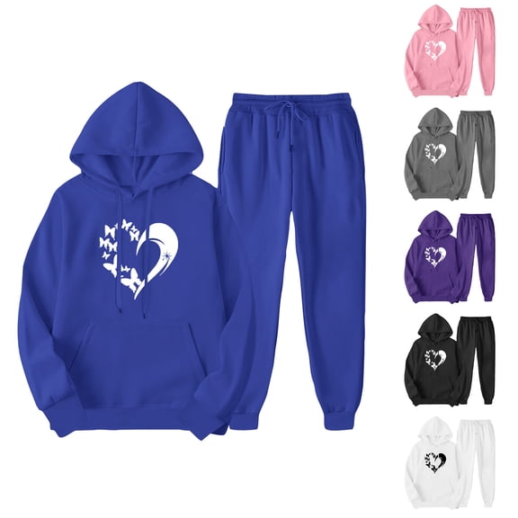 LangJing 2026 Sweatsuit for Women 2 Piece Outfits Long Sleeve Hoodie Sweatshirts Pullover and Jogger Sweatpants Lounge Sets with Pockets Black,XXL