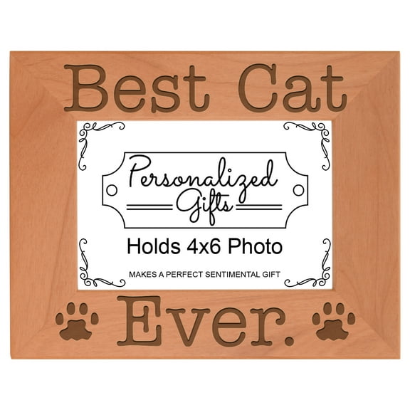 ThisWear Cat Lover Gifts Best Cat Ever Wood Laser 4x6 Landscape Picture Frame