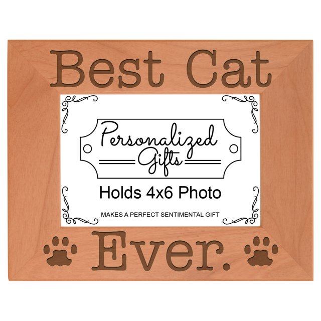 ThisWear Cat Lover Gifts Best Cat Ever Wood Laser 4x6 Landscape Picture
