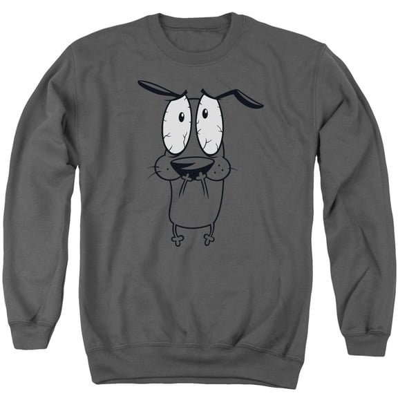 Courage The Cowardly Dog Scared Adult Crewneck Sweatshirt Charcoal
