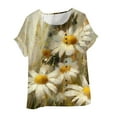 thumbnail image 2 of Weiqiqre Hauts pour Femmes Col Rond Manches Courtes Tunique à Boutons T-shirt Blouse, 2 of 4