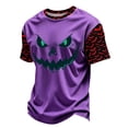thumbnail image 6 of DORKASM Halloween Costumes for Men Short Sleeve Pumpkin Basic Tops Round Neck Funny Print Ghost Graphic Vacation Blouse Spooky Fall Winter Loose T Shirt Purple 2XL, 6 of 7