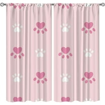 Pink Dog Paw Blackout Curtains, Kids Geometric Animals Curtains for Bedroom Living Room, Rod Pocket Window Drapes 2 Panel Sets Dust-Proof Easy Clean for Boys Girls Playroom Home Decor-W84xL84in