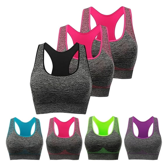 Aboser Racerback Sports Bras for Women 3 Pack High Impact Wireless Workout Bras Comfort Moisture Wicking Running Bralette Push Up Seamless Yoga Top