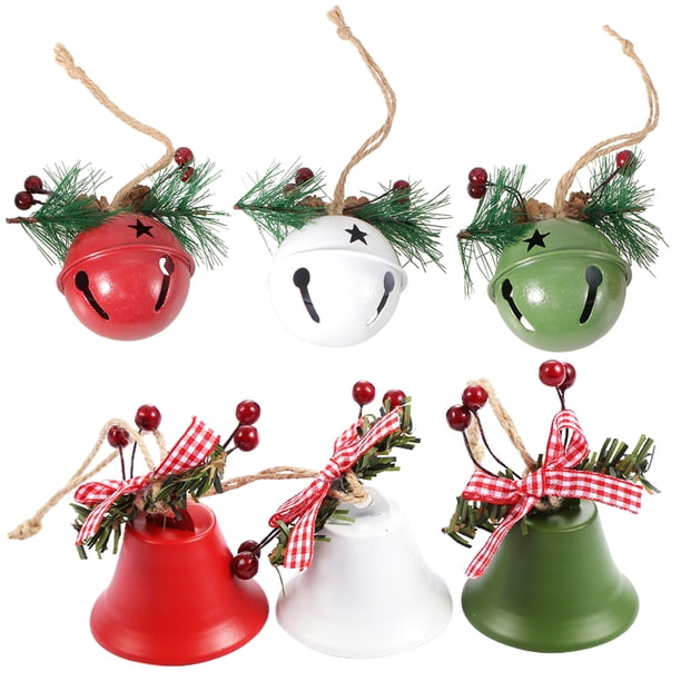 GOOHOCHY 6pcs Jingle Bells Adornos para árboles de Navidad Árbol de Navidad Colgantes de decoración