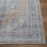 Surya Tahmis Traditional Style Low Pile 100% Polyester Area Rug, 7 x 9 Blue, Slate, Beige, Light Gray Pet Friendly, Ind/Out, Machine Woven Stain Resistant, THI2705-679