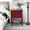 thumbnail image 2 of East West Furniture Valencia 16" Wood Nightstand with 2 Drawers in Burgundy Red, 2 of 5