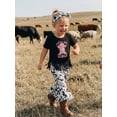 thumbnail image 4 of BemeyourBBs Western Baby Girl Summer Clothes Toddler Baby Girl Cowgirl Outfits Short Sleeve Boots Print Tops Bell Bottom Flare Pants Set Headband, 4 of 9