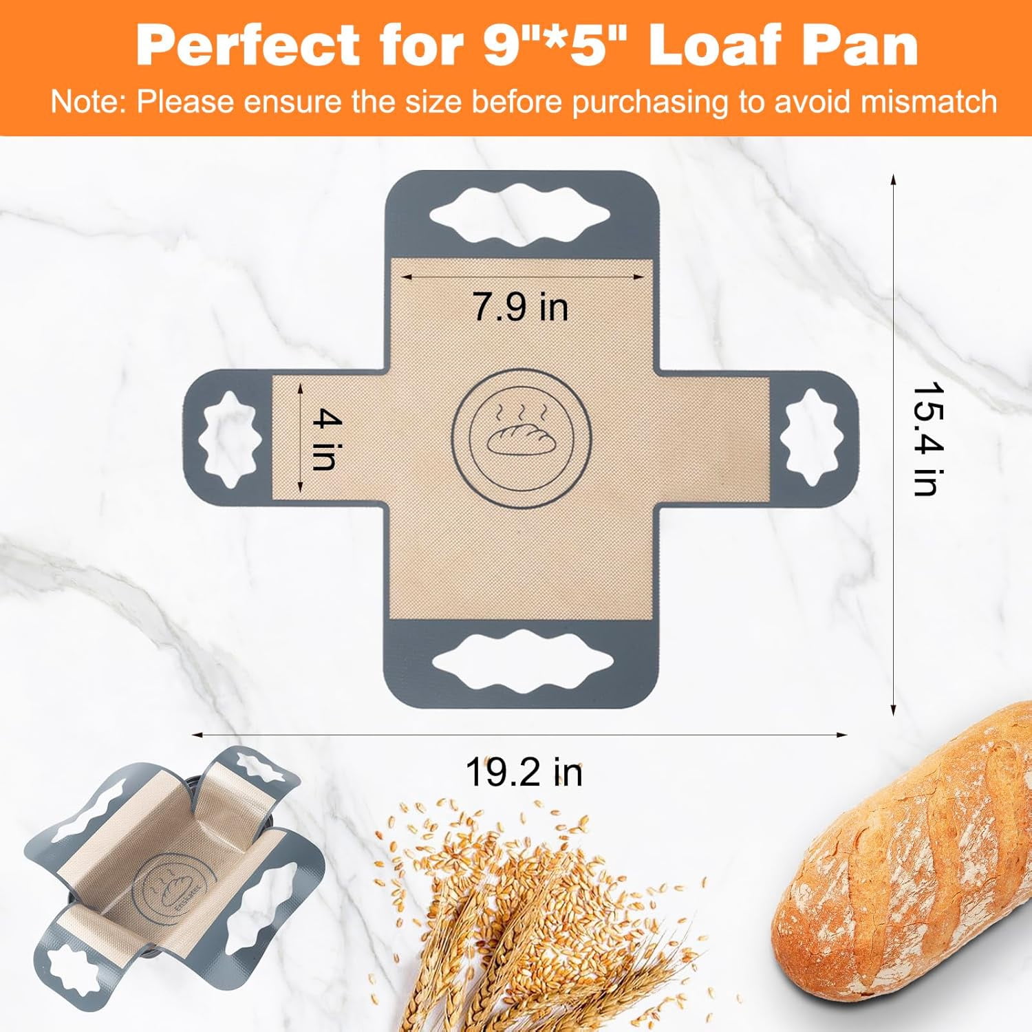 Silicone Bread Loaf Pan Liners, Reusable Food-Grade Silicone Baking Mat, Non-Stick & Heat Resistant Loaf Pan Lifters, Sourdough Sling with Handles