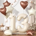 thumbnail image 4 of Cream 18 number balloons, Cream number 18 balloon set, Cream foil star Heart balloon with long latex balloon for girls birthday party decoration, 4 of 13