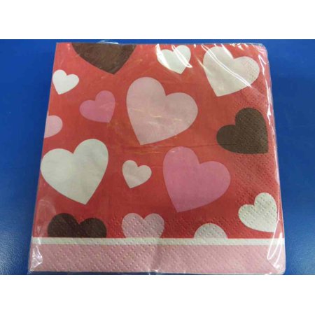 Heart Over Heart Valentine's Day Holiday Banquet Party Paper Beverage Napkins