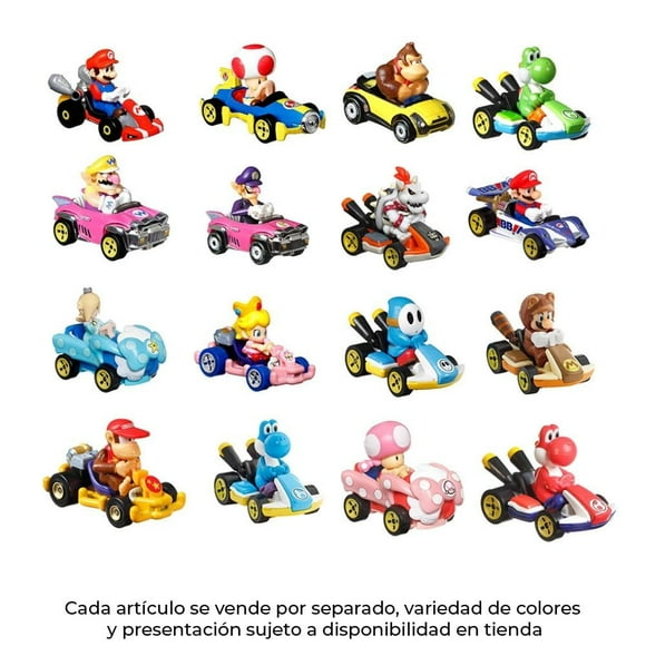 Vehículo de Juguete Hot Wheels Mario Kart Replica Personajes 1:64 Varios Modelos 1 pza