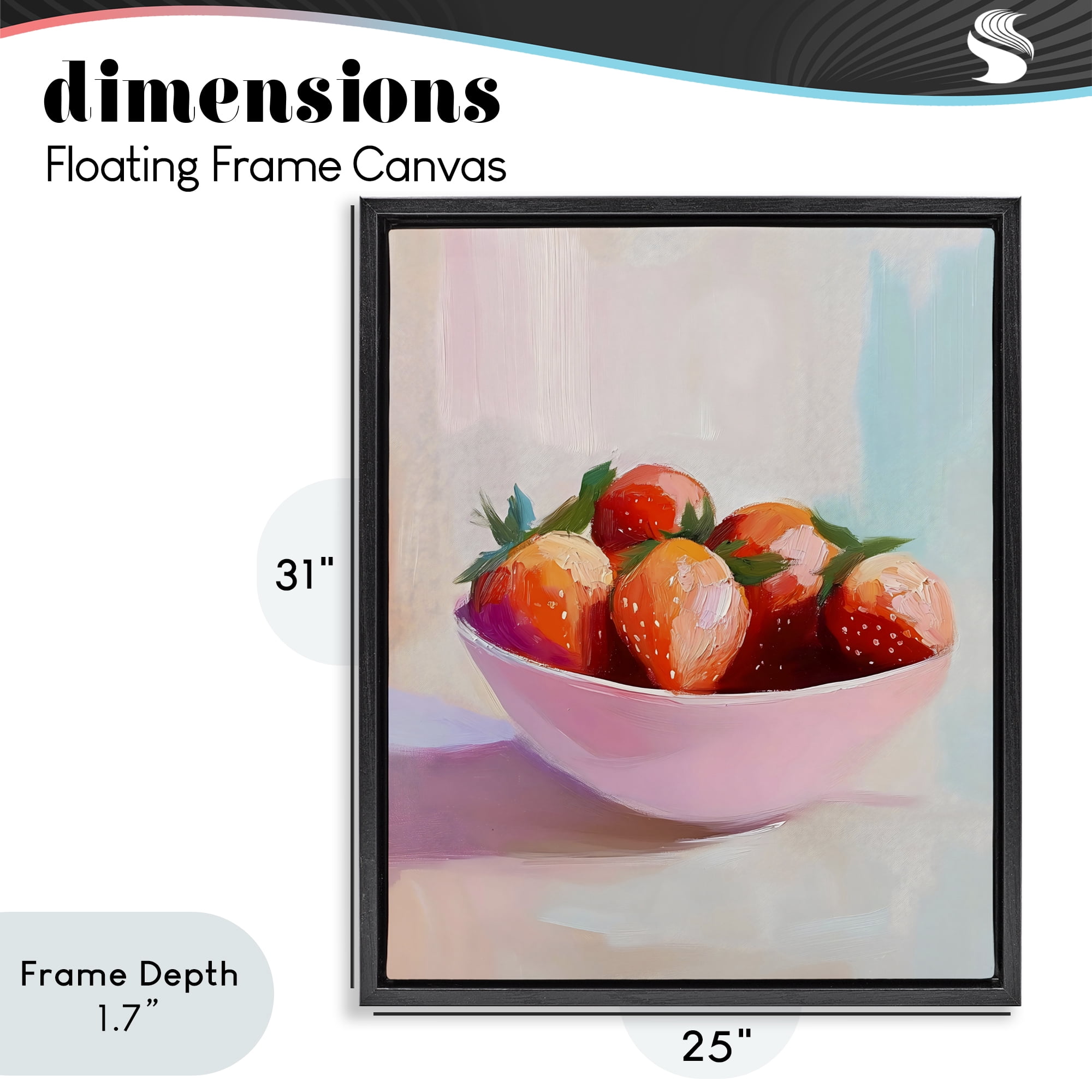 Stupell Industries Pastel Bowl of Strawberries Black Framed Floater Canvas Wall Art, design by The Prints Vibe