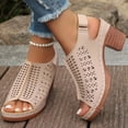 thumbnail image 6 of Hurxie Platform Sandals for Women Sling Wedge Sandals Hollow-Out Low Heel Open Toe Ankle Boots Cutout Shoes Slingback Sandals Khaki 40, 6 of 7