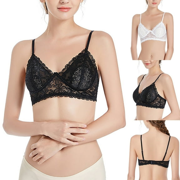 Itsame 1PC Bras for Women's Full Support Everyday Casual Bra Set Comfortable Tie Back Wireless Comfort Bralette White Size S