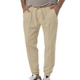 thumbnail image 2 of UKAP Men Sweatpants Elastic Waist Pants Drawstring Trousers Loose Summer Bottoms Apricot M, 2 of 4