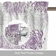 thumbnail image 6 of Floral Pattern Valance Curtain Outline White Purple Chrysanthemum Graphic Window Valances Rod Pocket Short Curtains Window Treatments for Kitchen Bedroom Bathroom Laundry 56" x 16", 6 of 9