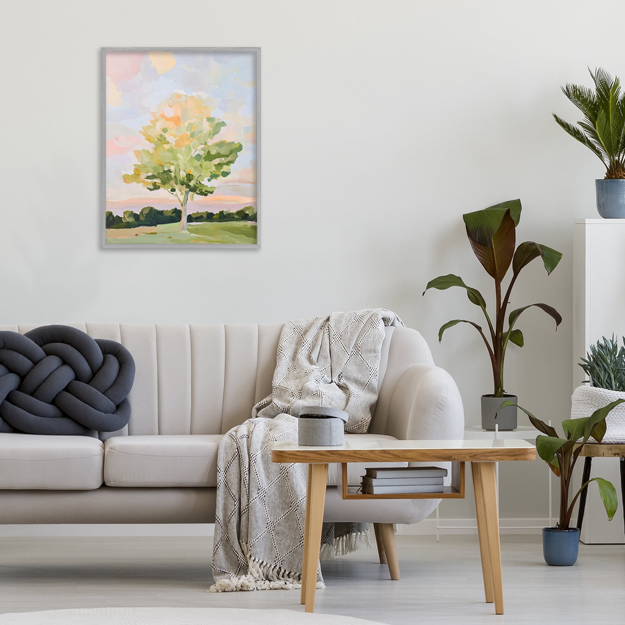 Stupell Industries Sunlit Tree Landscape Impression Gray Framed Giclee Art, design by The Prints Vibe