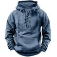 thumbnail image 2 of BXINGOHAI Mens Distressed Tactical Hoodies Sweatshirts Rotro Lace Up Hooded Pullover Outdoor Sports Long Sleeve Shirts Today Sales Blue,3XL, 2 of 5