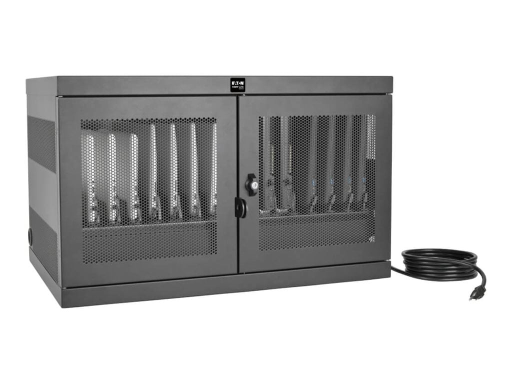 Tripp Lite 16-port Ac Charging Cart Storage Station Chromebook Laptop Tablet - 18.8" Height X 30.3" Width X 21.6" Depth - Floor, Wall Mountable, Desktop, Tabletop, Countertop - Steel - Black...