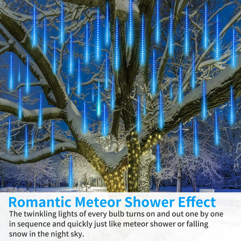 Morttic Christmas Outdoor String Lights, 8 Tube 192 LEDs 11.8 inch Meteor  Shower Rain Plug in Waterproof Waterfall Raindrop Light for Holiday Party  Wedding Tree Valentine Day Decoration,Warm White 
