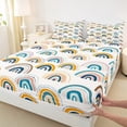 thumbnail image 3 of Manfei Boho Rainbow Pattern Twin Sheet Sets,bohemian Exotic Style Twin Fitted Sheet,Geometric Polka Dots Flat Sheet For Kids,Breathable Home Decor,3pcs, 3 of 7