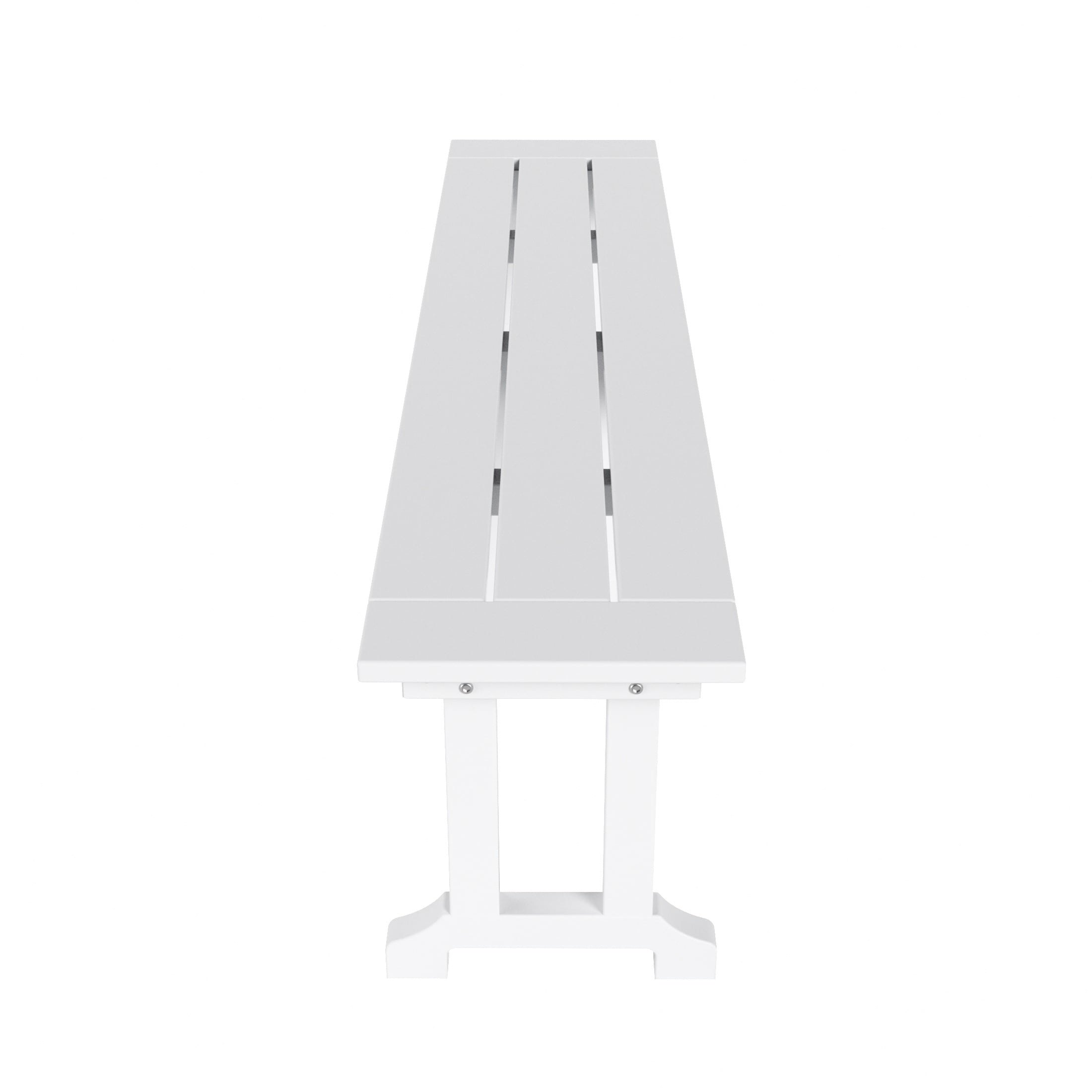WestinTrends Ashore 6 Pieces Adirondack Patio Dining Set with Bench, All Weather Poly Lumber Slatted Outdoor Furniture Set, 71" Trestle Table and 4 Adirondack Chair and Outdoor Bench, White