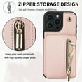 thumbnail image 5 of Allytechgroup Case for iPhone 16e with Credit Card Slot, Built-in Shoulder Strap Stand PU Leather Wallet RFID Blocking Phone Case Shockproof Protective for iPhone 16e, Rosegold, 5 of 8