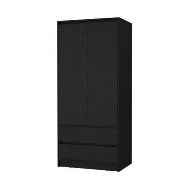 HomeRoots 518212 32 in. Black Soft Close Accent Cabinet with Multiple Shelves & Three Drawers