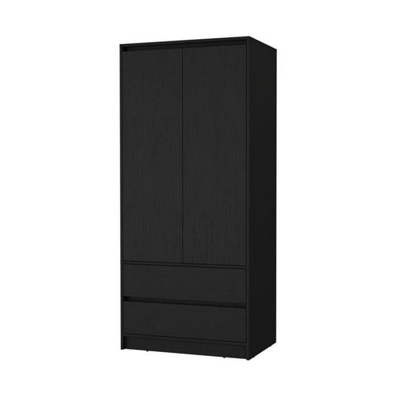 HomeRoots 518212 32 in. Black Soft Close Accent Cabinet with Multiple Shelves & Three Drawers