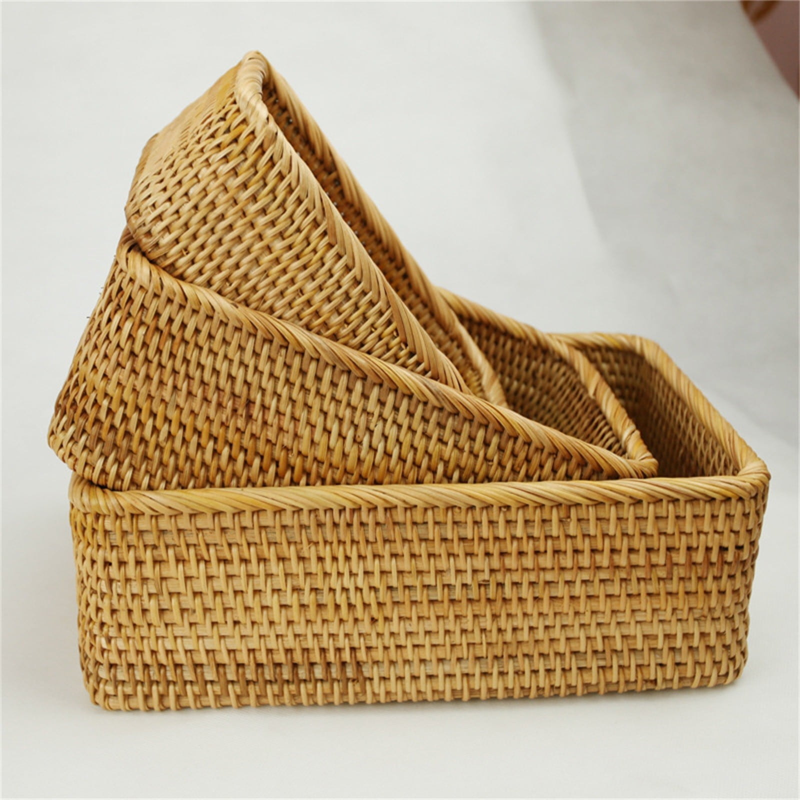 Exquisite Rattan Storage Basket,Handmade Rattan Baskets For Living Room And Bedroom Organization,Decorative Wicker Basket for Cosmetic Desktop Storage Utensil,Snack Storage Basket(Large)