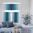 thumbnail image 6 of 3 Piece Kitchen Curtains and Valances Set Blue Teal Grey Ombre Cafe Curtains 24 Inch Length Farmhouse Gradient Minimalist Valance & Tier Curtain for Living Room Bedroom Small Window 54"x18"+27"x24"*2, 6 of 6