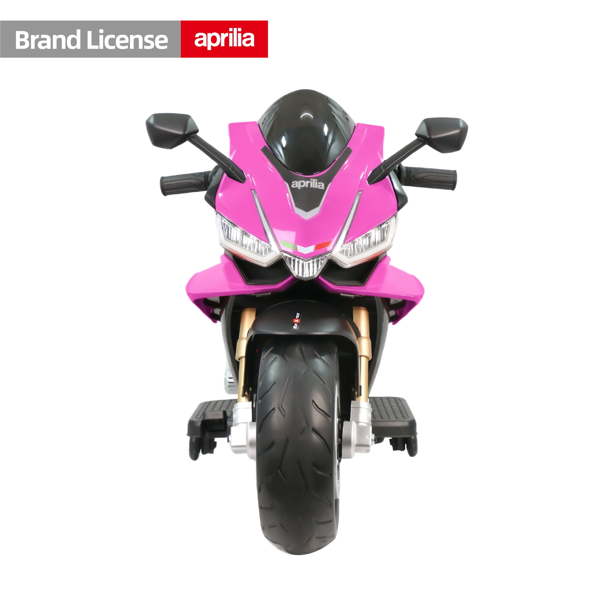 BKIRNP Aprilia 24V Kids Motorcycle Electric Motorbike Ride on Toy w/LED Lights Bluetooth Music Battery Powered 6MPH for Kids 3-6 Years Old