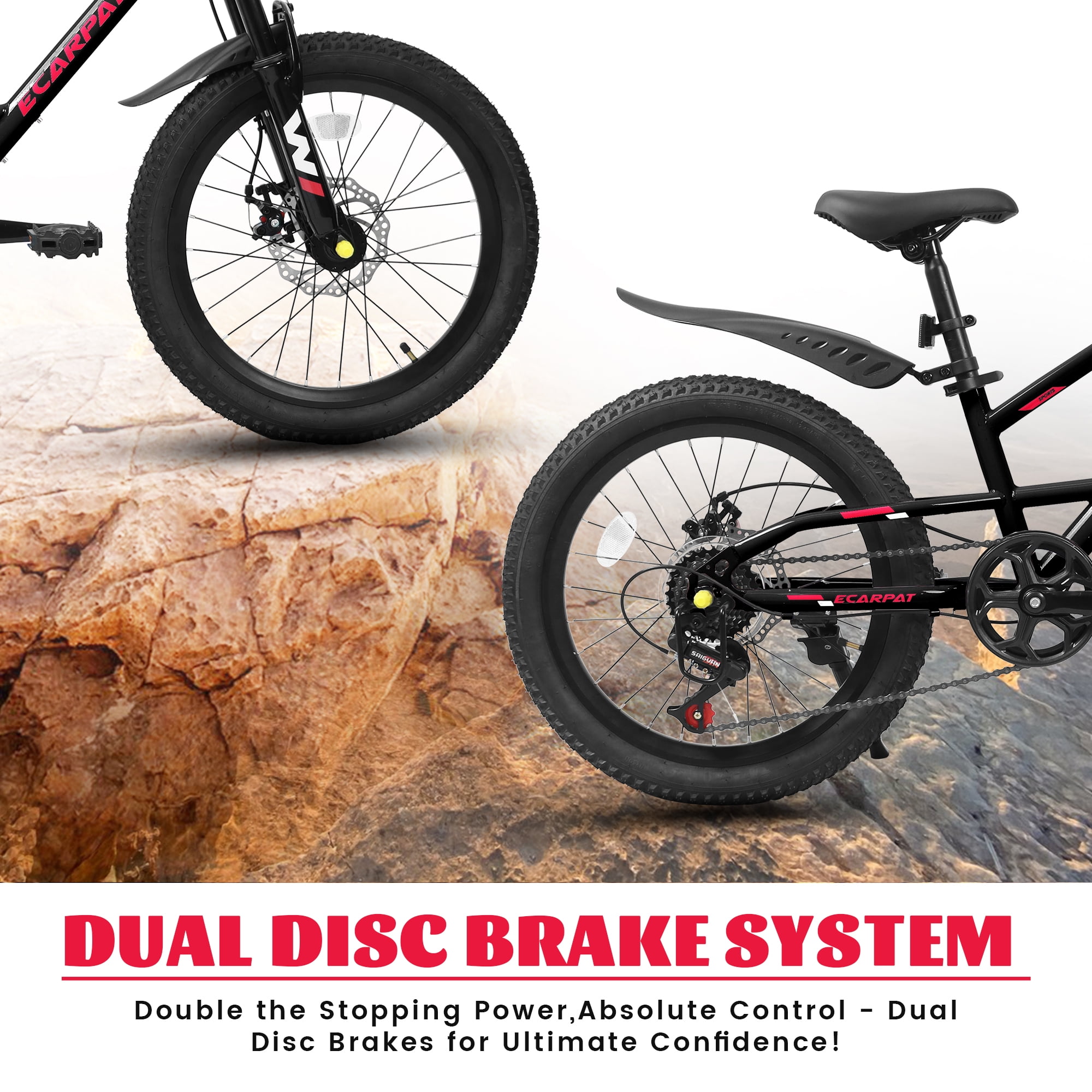 20" Mountain Bike, 7-Speed with Durable Steel Frame & Front Suspension - Grey