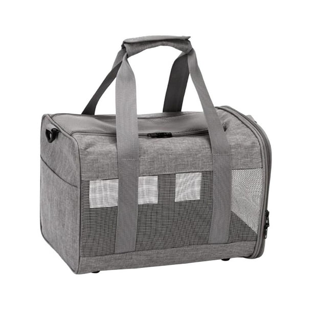 Bolsa de transporte para mascotas de lados suaves, bolsa de transporte para gatos, bolsa de hombro, ventilada y plegable. Gris