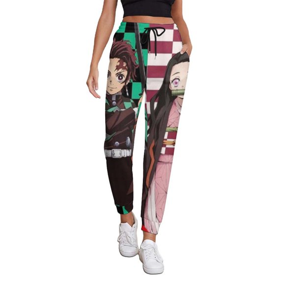 Demon Slayer Women's Jogger Track Pants Print Drawstring Lounge Sweatpants Casual Trousers for Yoga, Workout S